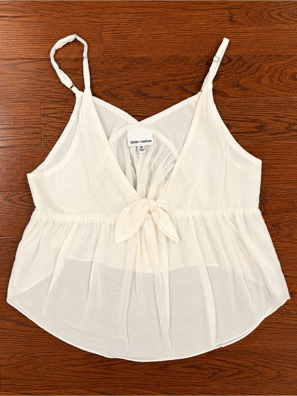 Skylar + Madison Cream Tie-Front Spaghetti Strap Camisole